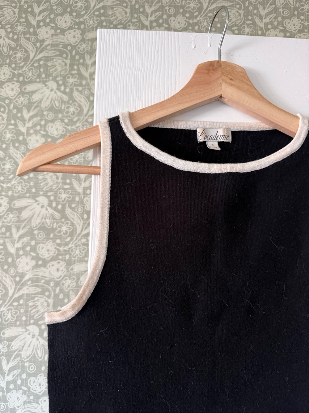 L'Academie Black Knit Tank & Shorts Set with White Piping - Picture 6 of 7